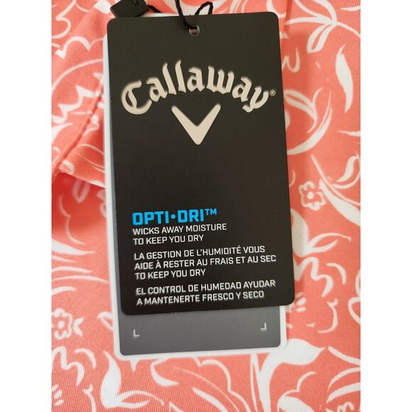 Callaway Golf Opti-Dri  Men's Polo Shirt Large Coral Chic NWT - Picture 5 of 12